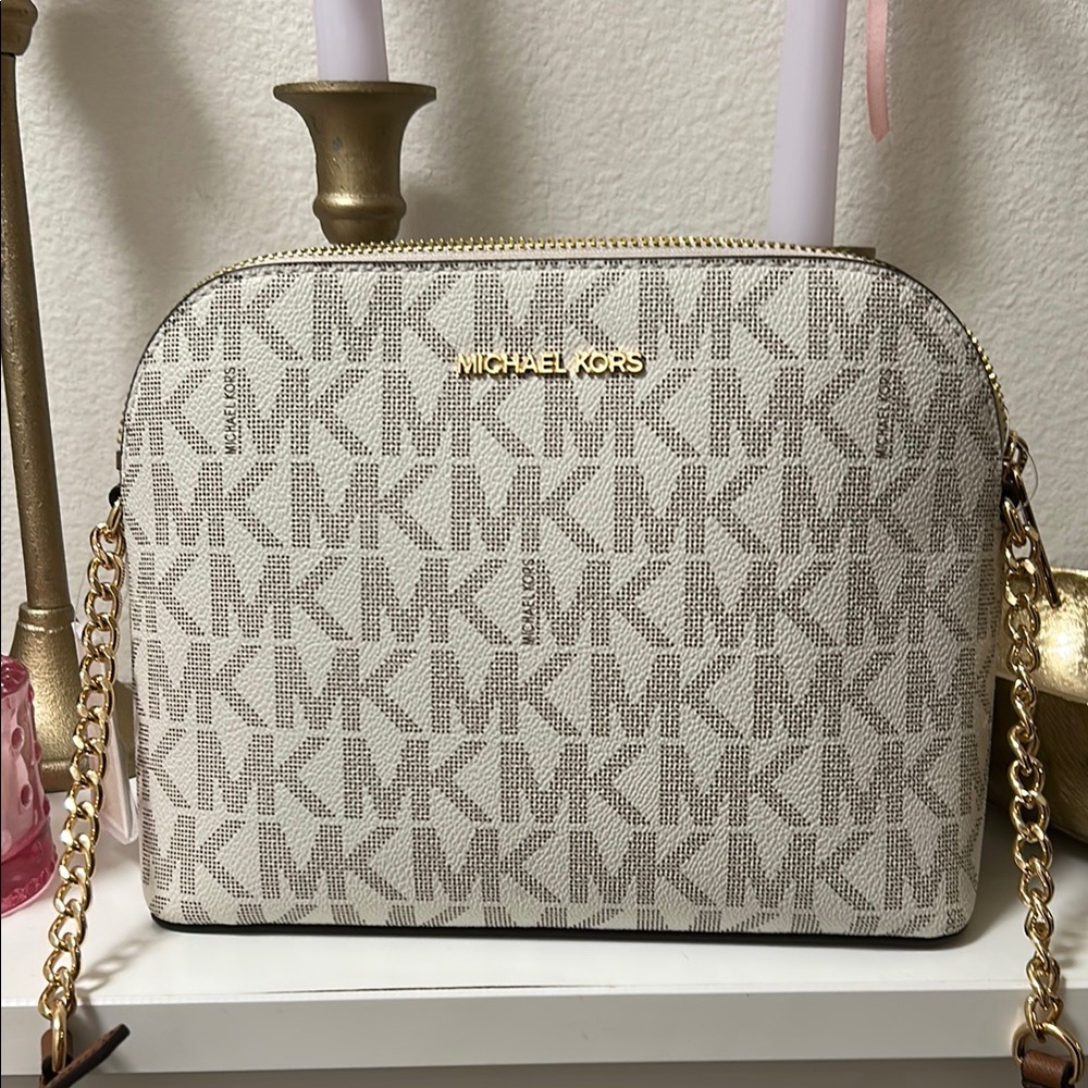 Xxx SOLDXXXXMichael Kors off white and brown gold accents